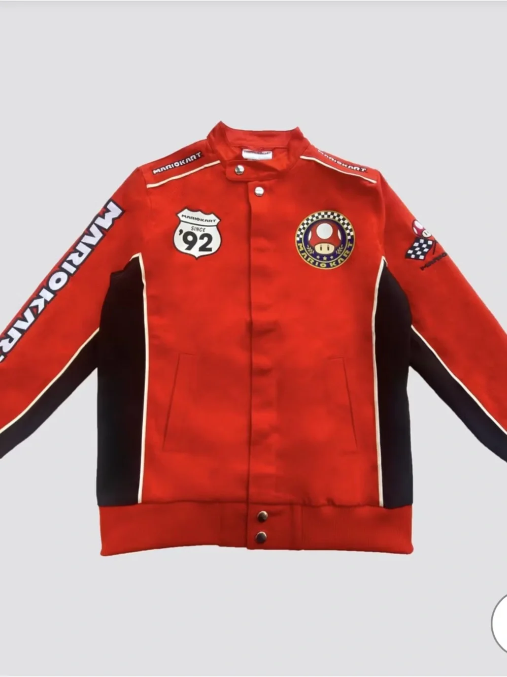 Mario Kart Canvas Racing Jacket Red size medium NWT